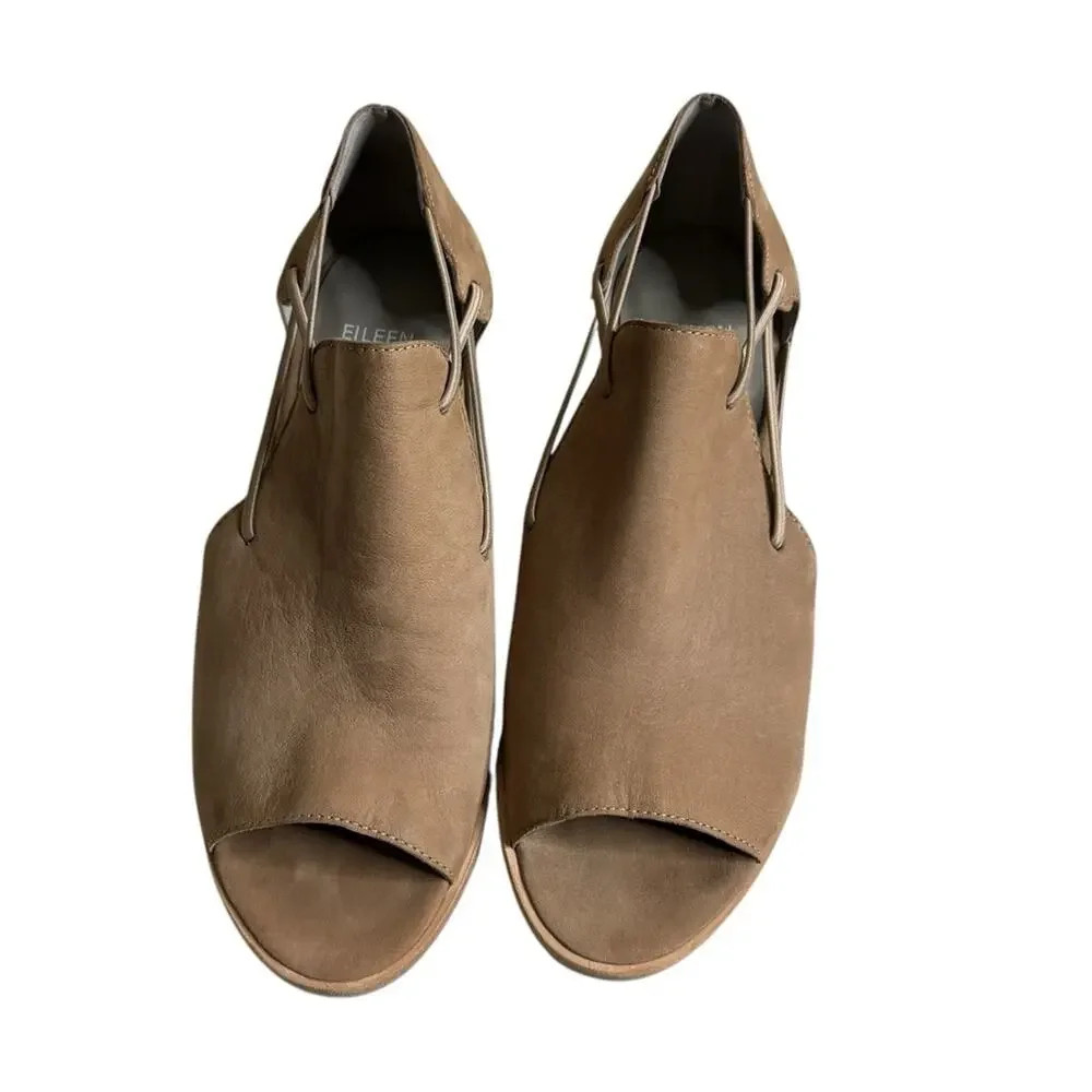 Eileen Fisher‎ Alfie Leather Cutout Sandals Shooties Womens 7.5 Minimalist